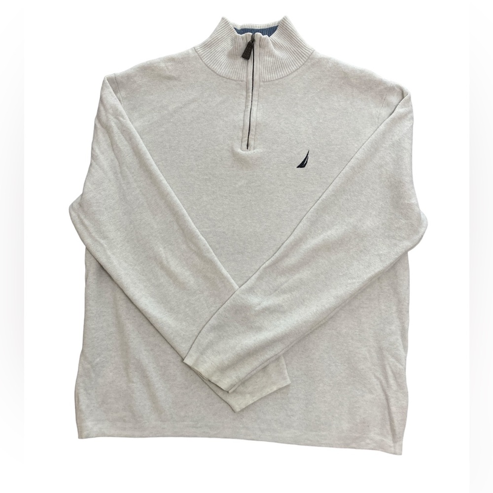 Nautica Men’s White Medium Quarter Zip Sweater